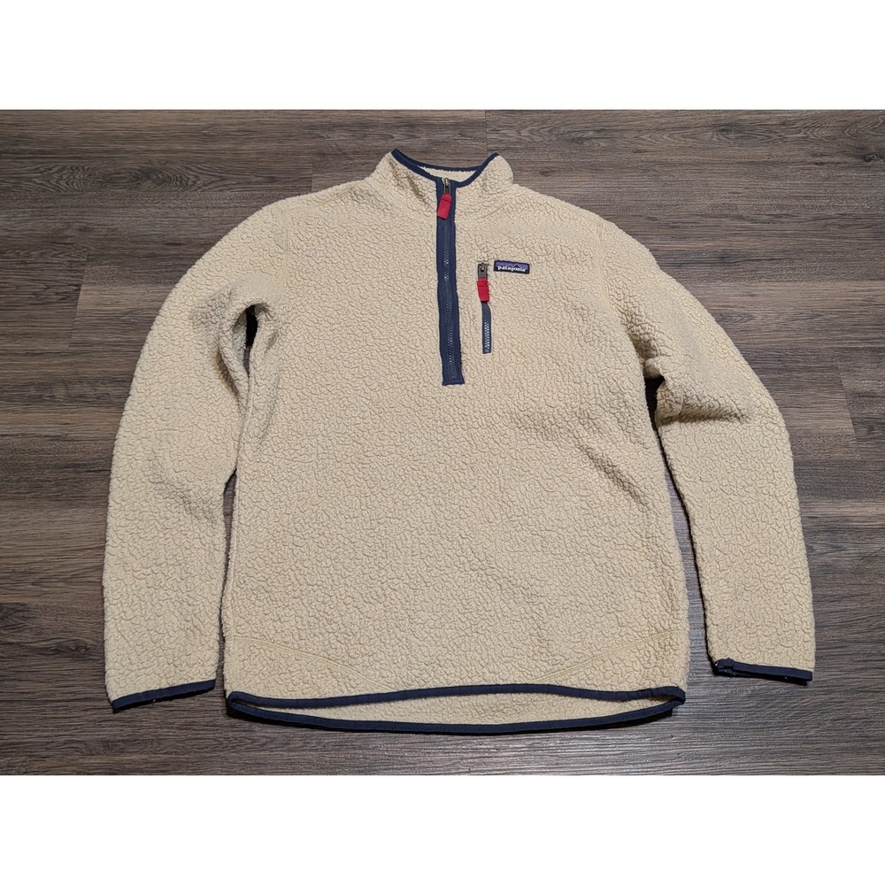 Patagonia Retro Pile Pullover 1/4 Zip Fleece El Cap Khaki Mens Medium 22811